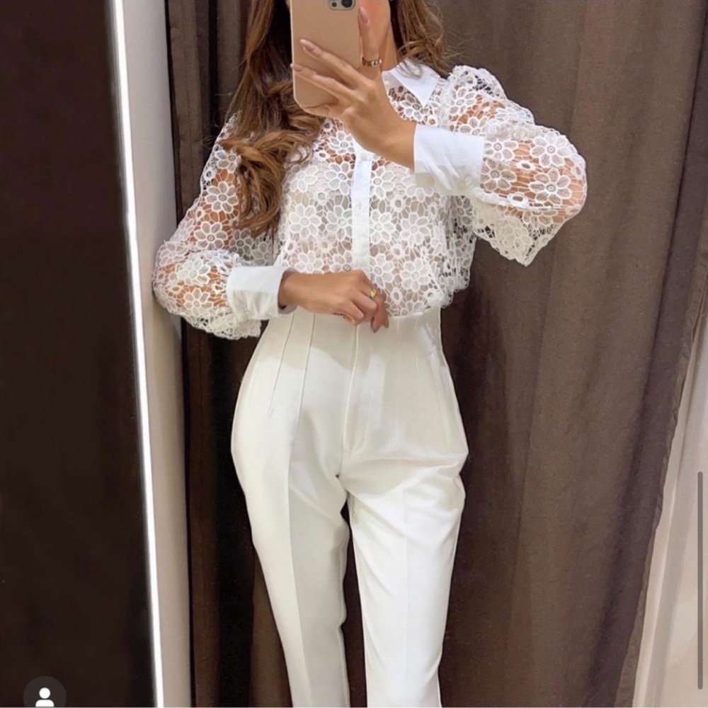 🤌 Brand New Blogger Fave Zara Nude Cream High Waisted Pants/Trousers